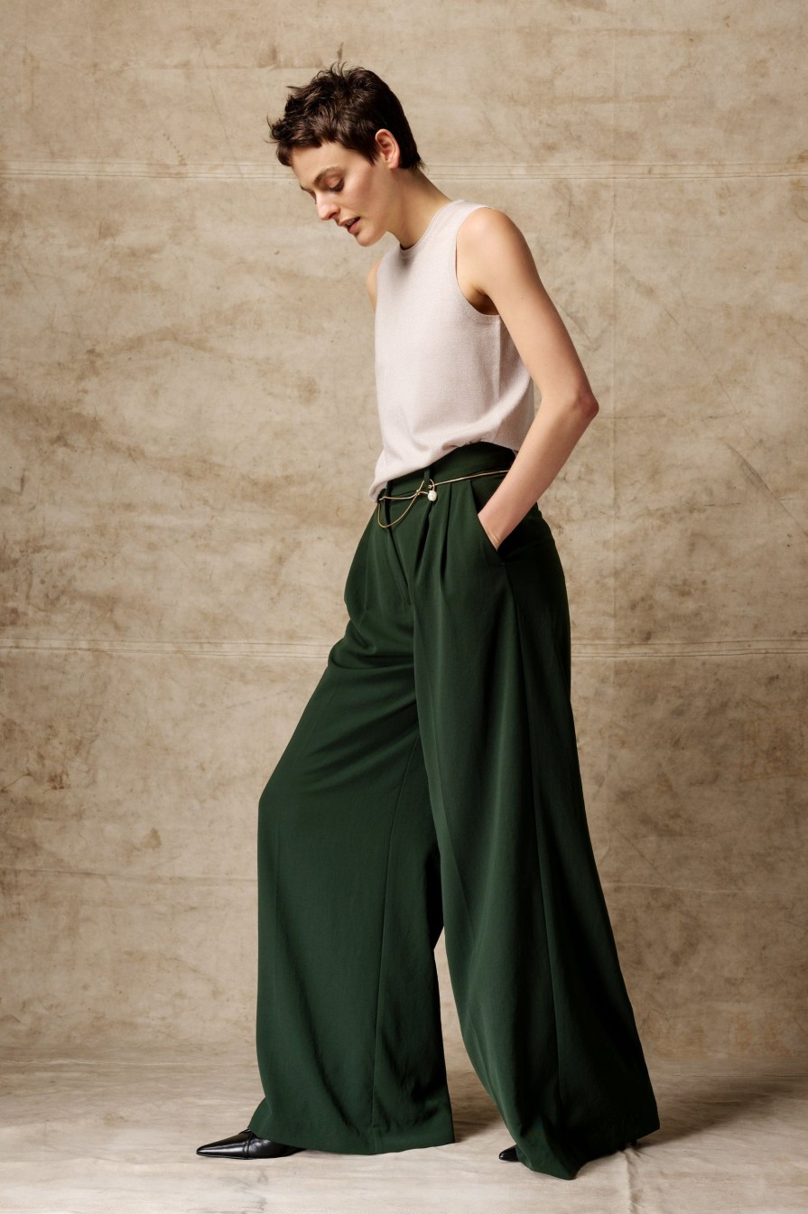 Wholesale Pleated Wide Leg Pants Broeken & Rokken