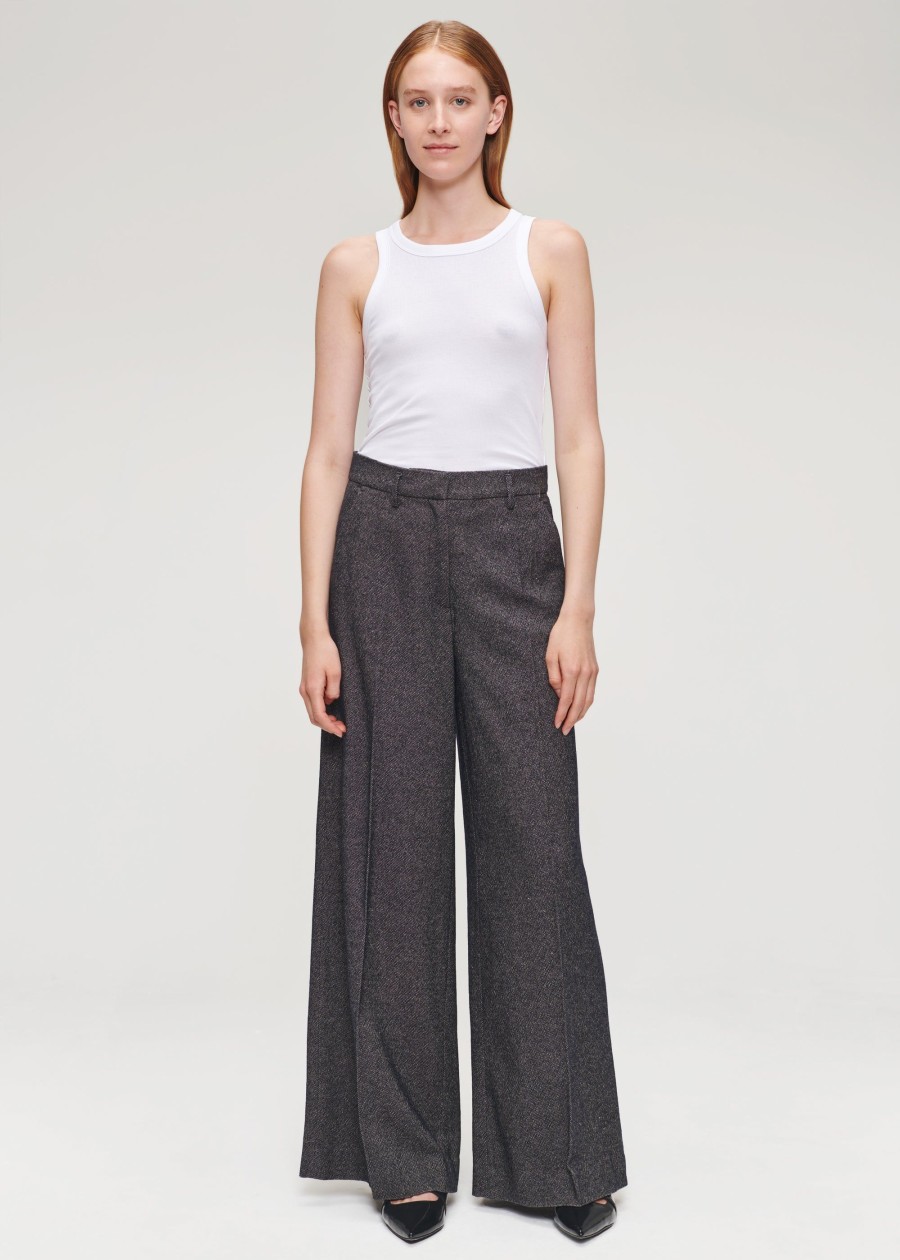 Clearance Cotton Wool Mix Wide Leg Pants Broeken & Rokken