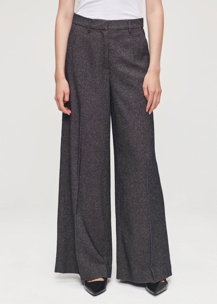 Clearance Cotton Wool Mix Wide Leg Pants Broeken & Rokken