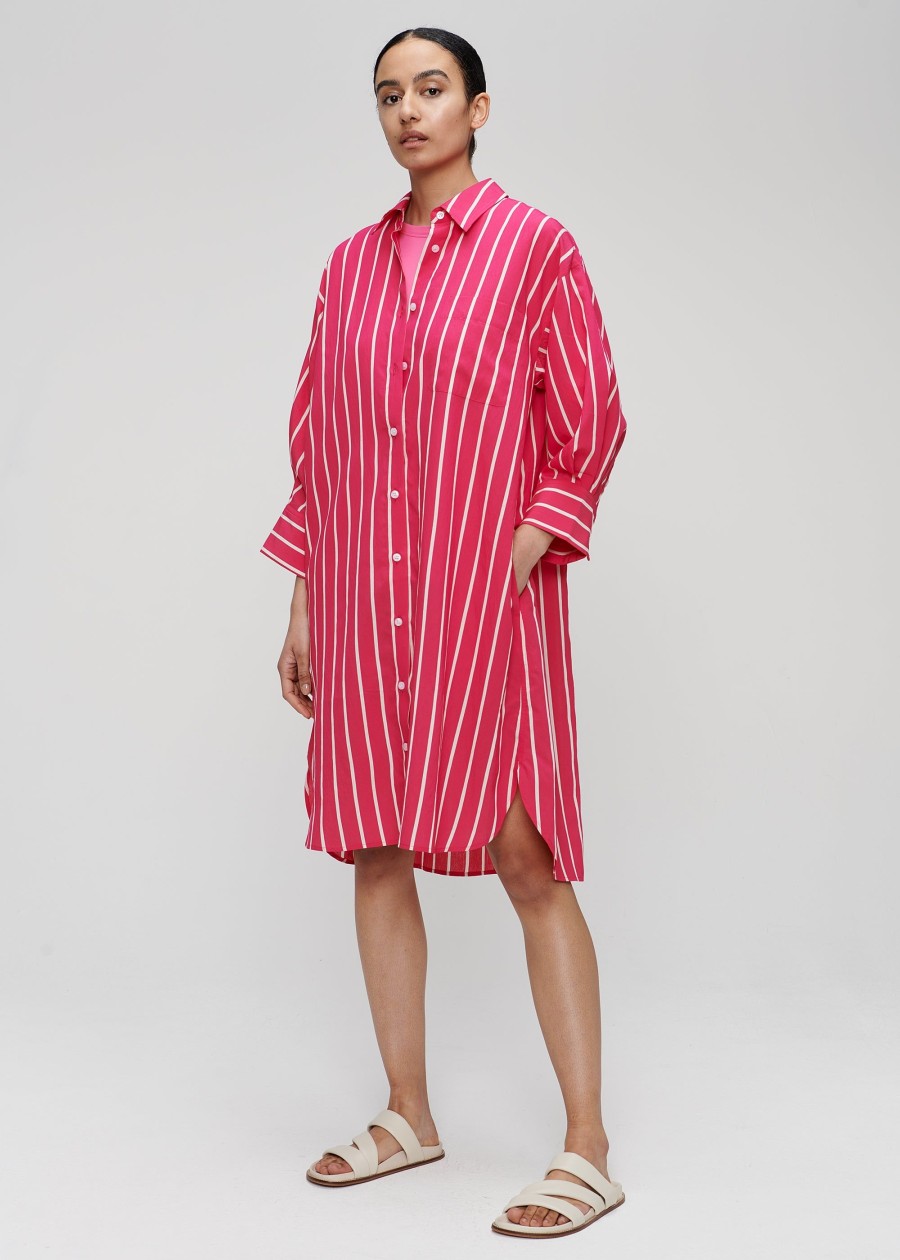 Hot Midi Striped Shirt Dress Jurken