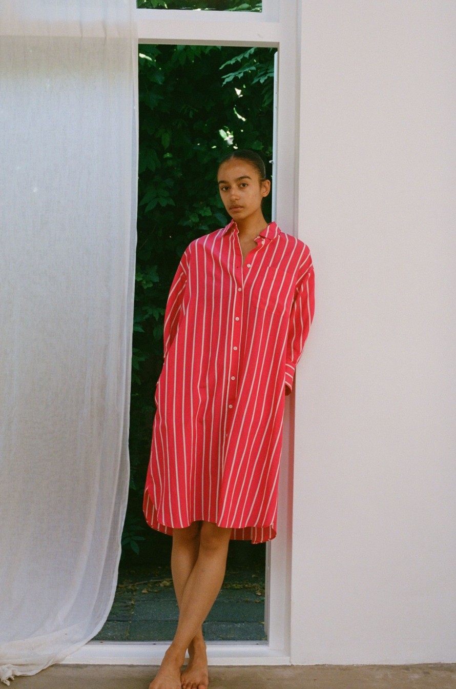 Hot Midi Striped Shirt Dress Jurken