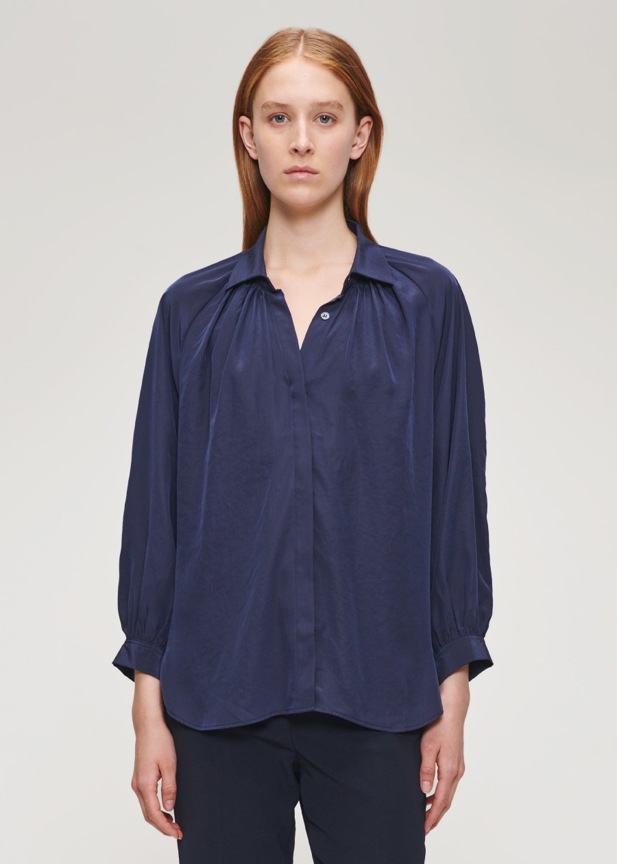 Wholesale Techno Silk Oversized Blouse Shirts & Tops