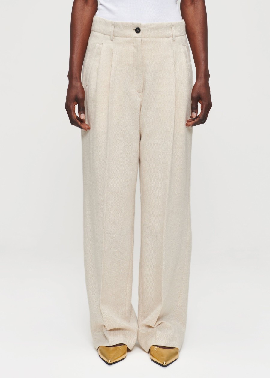 Clearance Cotton Wool Mix Pleated Pants Broeken & Rokken