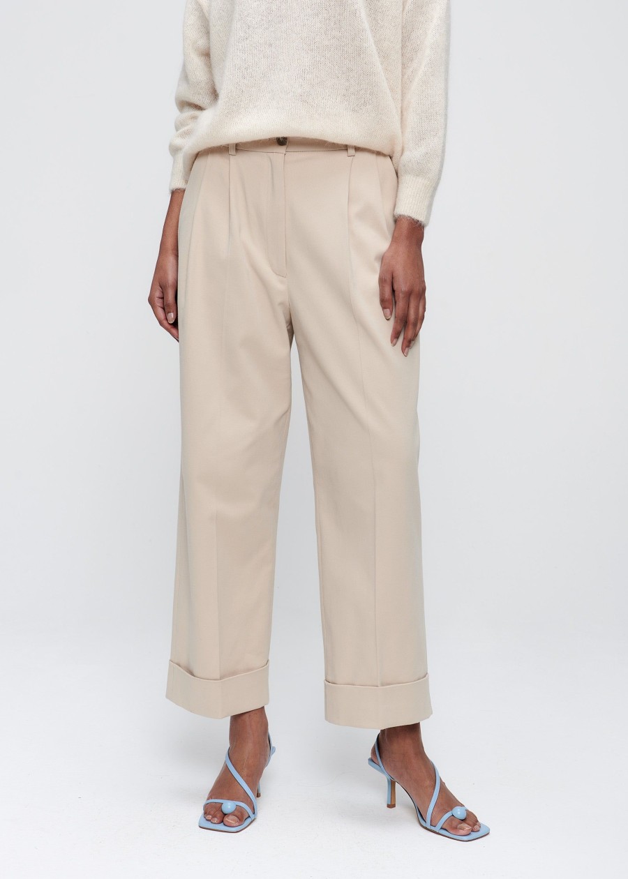 Hot Soft Twill Turn-Up Pants Broeken & Rokken