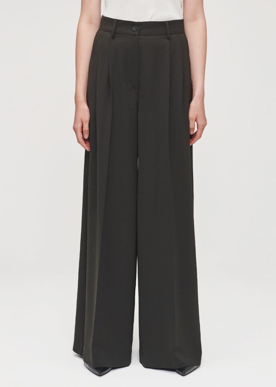 Online Japanese Crepe Pleated Wide Leg Pants Broeken & Rokken