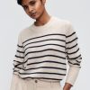 Clearance Stripe Crew Neck Pullover Knitwear