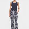 New Italian Print Basic Flared Pants Broeken