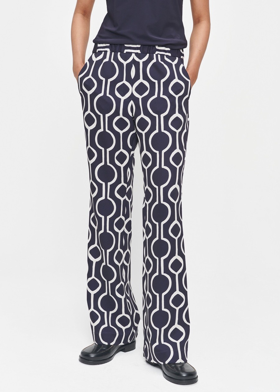 New Italian Print Basic Flared Pants Broeken