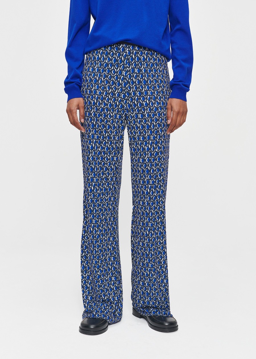 New Fluid Printed Jersey Flared Pants Broeken