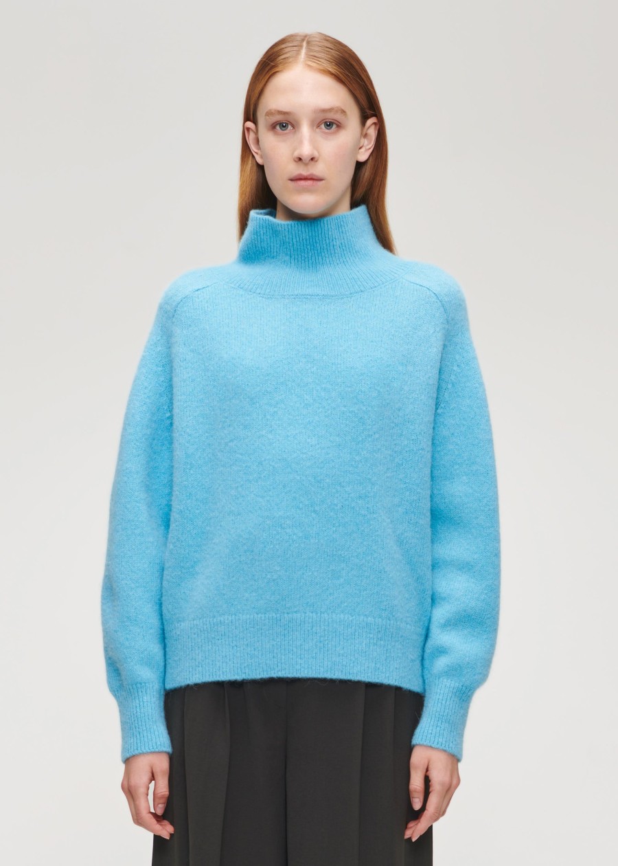 Clearance Funnel Neck Alpaca Pullover Knitwear