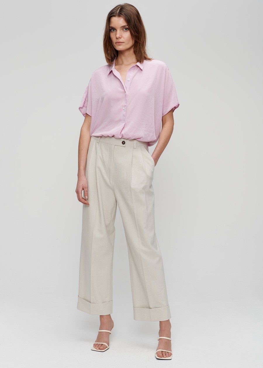 Online Stretch Linen Straight Pants Broeken & Rokken